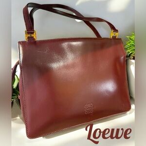 Loewe Excellent Vintage Condition Burgundy Shoulder Calfskin Leather Purse 👜